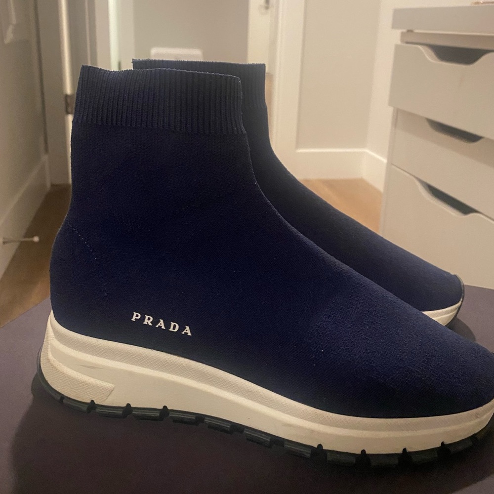 Prada Sock Trainers (Dark Blue)